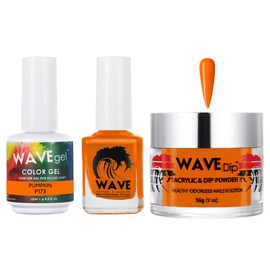 WAVEGEL Soak-Off Gel, Nail Lacquer & Acrylic/Dip Powder Matching Set - Simplicity Collection - #P173 Pumpkin