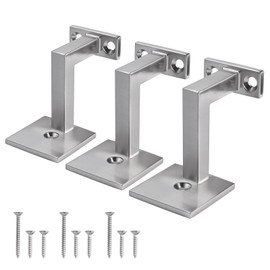 Patioer Handrail Bracket, 3" Heavy Duty Staircase Hand Rail Brackets for Indoor or Outdoor Stairs Support, Satin Nickel (3 Pack)