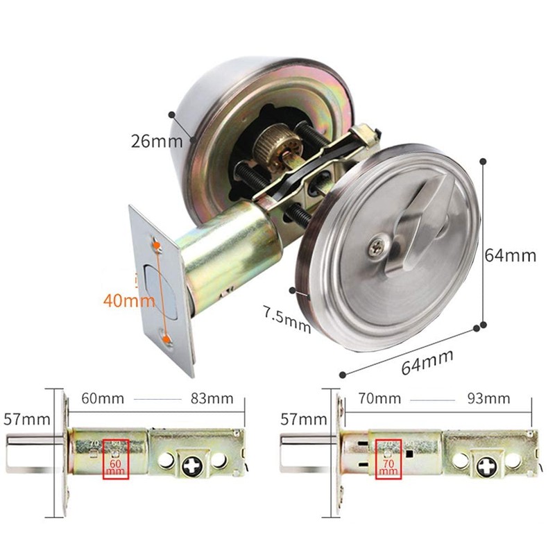 Classic Combo Door Lock, Satin Nickel Key Double Cylinder Deadbolt
