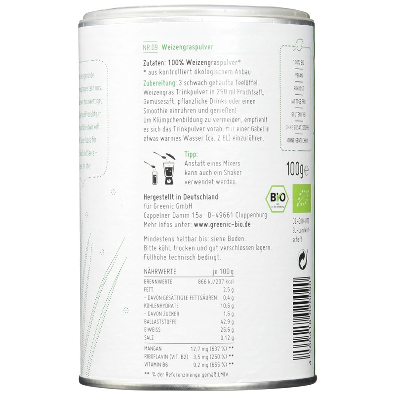 Greenic Wheatgrass Superfood Drinking Powder 100 g