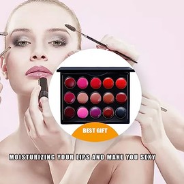 Paleta de pintalabios Mate de 15 Colores, Resistente al Agua, hidratante, Brillo de Labios, Suave, de Larga duración, Rojo, Juego de Maquillaje para  