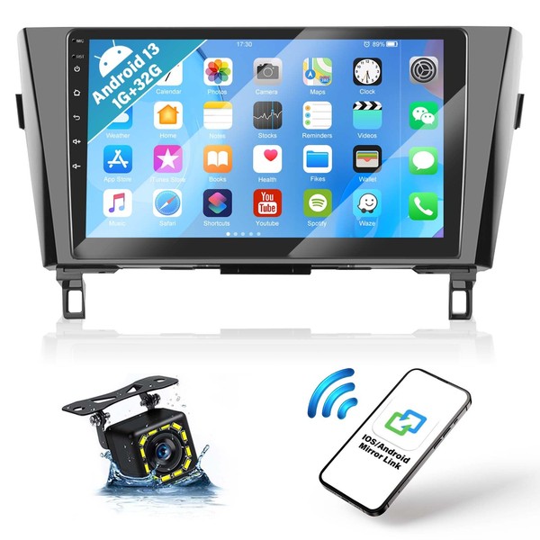 Camecho for Nissan Rogue X-Trail Qashqai 2014-2018 Radio, Android 13