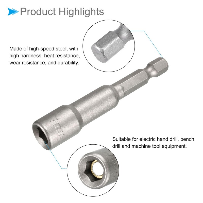 CoCud Nut Socket Driver Bit, 1/4" Hex Shank, 0.3 inch