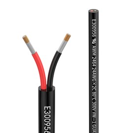 Matugajp - Cable eléctrico de 24 AWG, 0,2 mm², calibre 24/2, cable de extensión de 2 conductores de 100 pies, UL2464 DC 5V/12V/24V/300 V, cable de cobre estañado sin oxígeno, cable LED de bajo voltaje