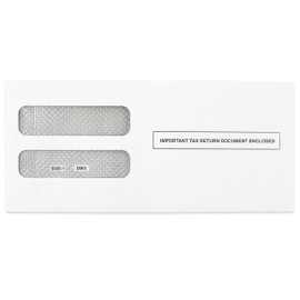 W2 Tax Envelopes for 3-Up Horizontal, Double Window Gum-Seal Security Envelope, W-2 with the Side Stub RemovedTax Forms Pack of 25 Envelopes