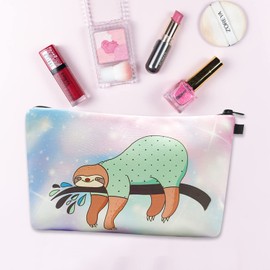 Small Makeup Bag for Purse Mini Cosmetic Bag for Women Girls Makeup Pouch Beauty Bag Travel Toiletry WashBag Cute Pattern Pencil Bag Coin Bag (Sloth) Y3SLHZB (2)