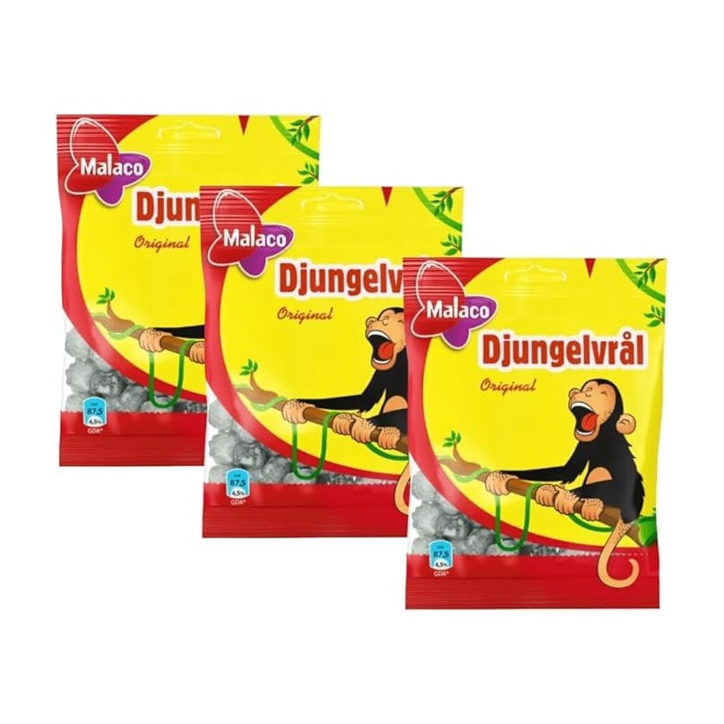 ScandiKitchen Malaco Djungelvral Salty Liquorice 3x80g