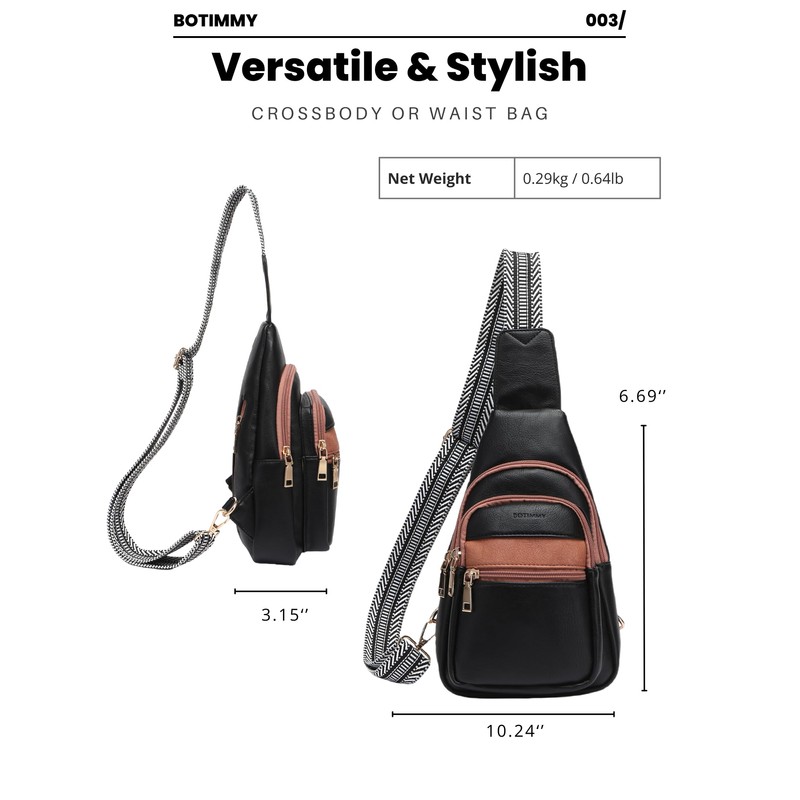 Botimmy Sling Bag for Women Crossbody Purse Vegan Leather Fanny