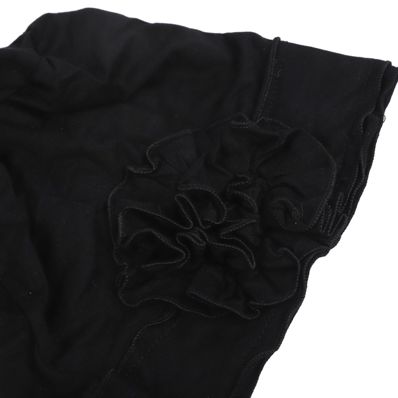 Women Turban Flower Cap Balck White and Gray Pure Color
