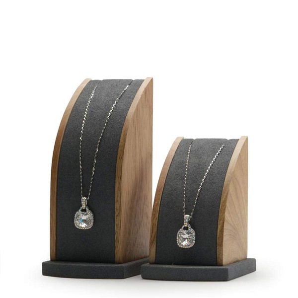 Oirlv SM03502 Wooden Necklace Stand, Set of 2, Luxury Stylish Display Storage Accessory Stand Necklace (Dark Gray)