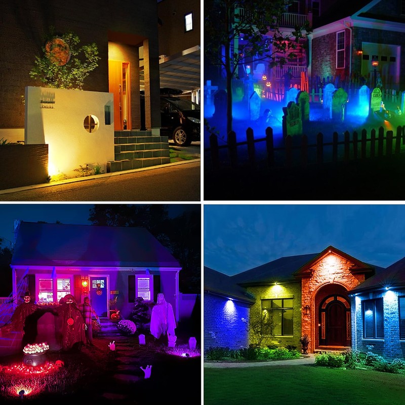 MEIHUA Solar Spot Lights Outdoor Color Changing, 6 in 1