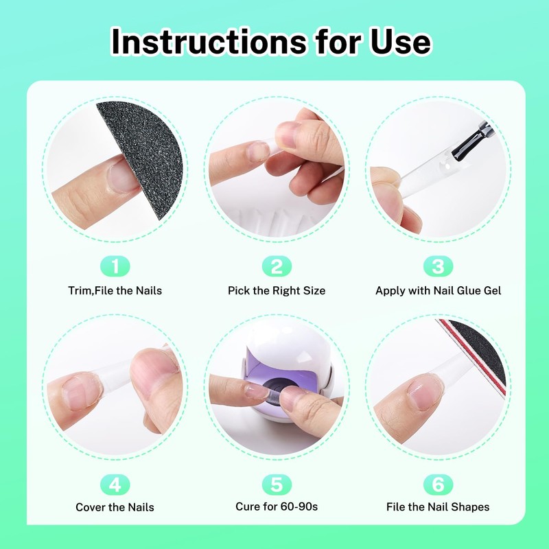 JODSONE Long Coffin Nail Tips Soft Gel Matte Half Cover