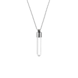 Blood Vial Necklace for Women Bottle Necklace Stainless Steel Glass Vial Perfume Bottle Cremation Pendant Necklace for Ashes for Women Keepsake Memorial Jewelry (type-1)