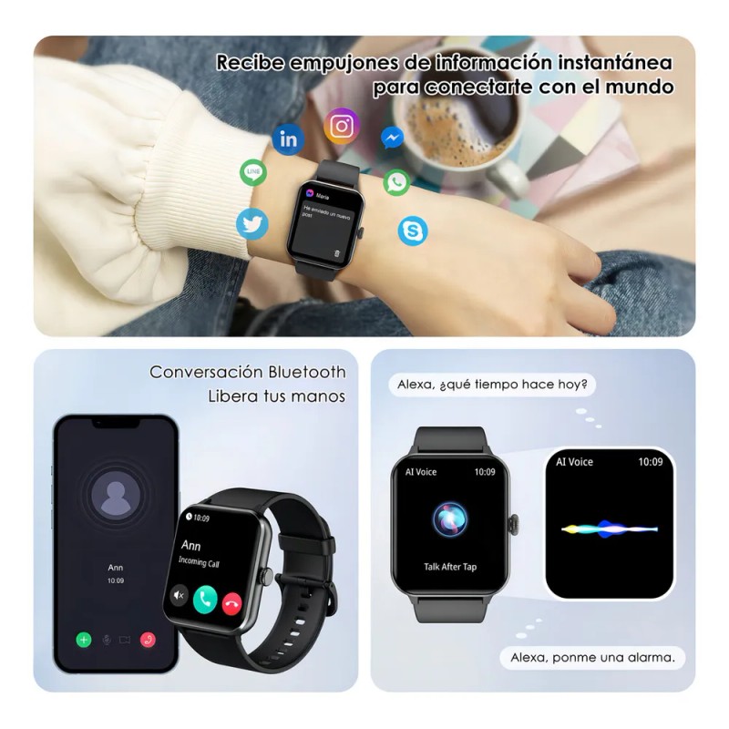 Smartwatch FeipuQu FPR50 Negro 1.85" Resistente al Agua IP68 con