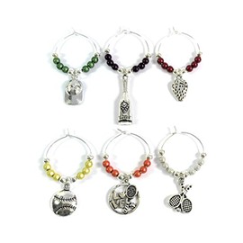 Libby's Market Place I Love Tennis Glass Charms with Organza Gift Bag