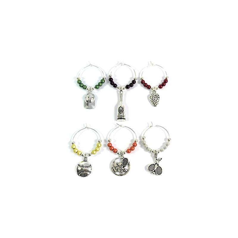 Libby's Market Place I Love Tennis Glass Charms with Organza