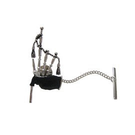 Kiola Designs Black and Silver Toned Scottish Bag Pipes Music Instrument Tie Tack