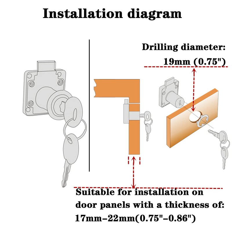Cabinet Drawer Locks & Forstner Drill Bit (Drill Diameter 0.79"/20mm)