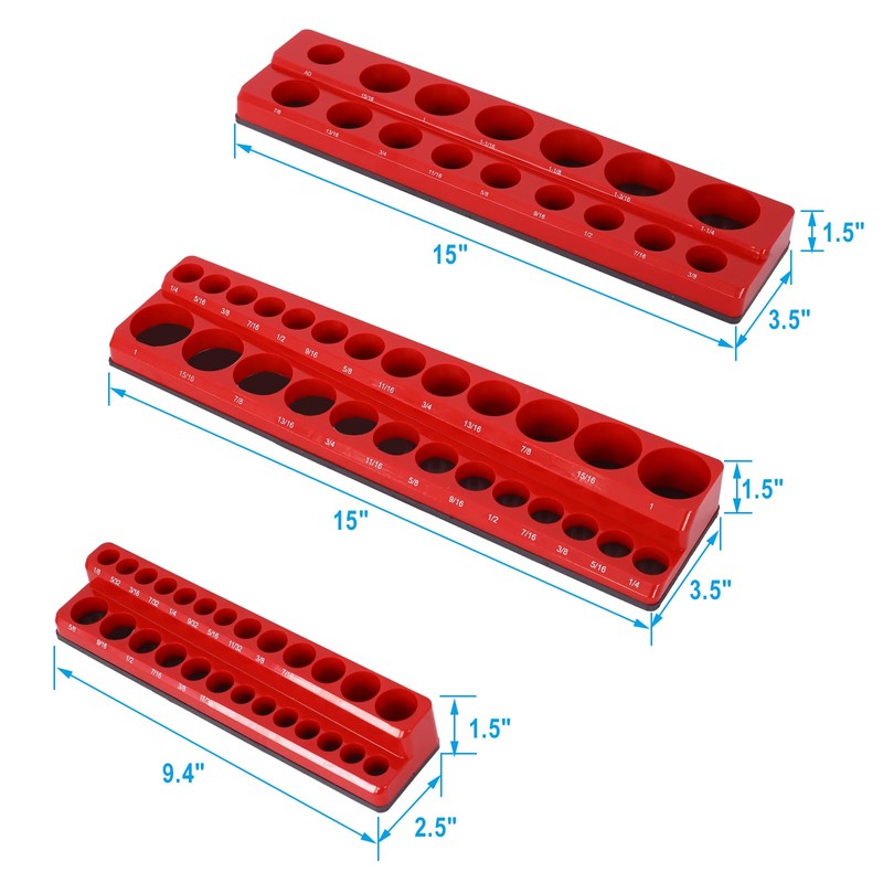 LKJYBG 3 Pieces Socket Holder Set 1/2-inch 3/8-inch 1/4-inch Drive