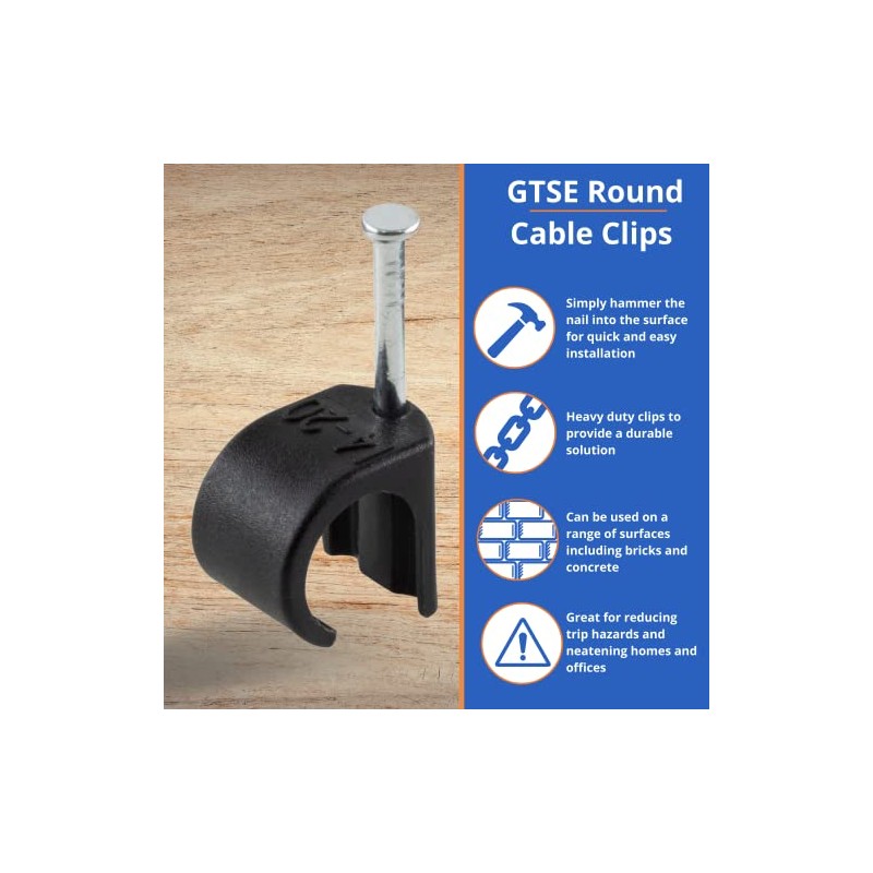 GTSE Round Black Cable Clips, For Cables 14-20 mm, Box