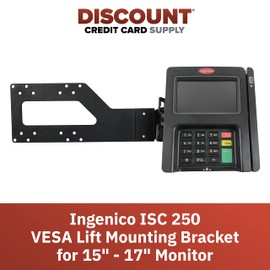 DCCStands Ingenico ISC 250 PIN Pad VESA Lift Mounting Bracket for 15" - 17" Monitor, Short S-Bracket, Screw-in Installation, Black