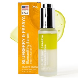 Mudita Earth - Blueberry  Papaya Rejuvenating Face Serum, Moisturizing Serum with Hyaluronic Acid, Squalane, Honey,  Vitamin B5, Facial Serum for...  
