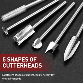 5 Pcs Wood Carving Bits with 1/8 inch Shank with 2 Pcs Chainsaw Sharpener Bits Compatible with Dremel Tool, Woodworking Rotary Drill Bit Accessories for Detailed Wood Carving and Engraving