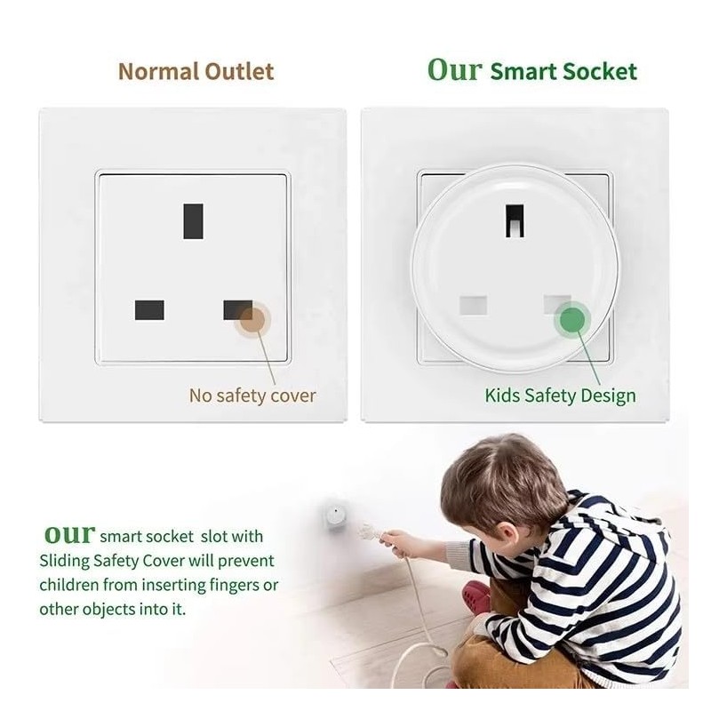 Smart Wi-Fi Plug Socket with Timer, App Remote Control, Works