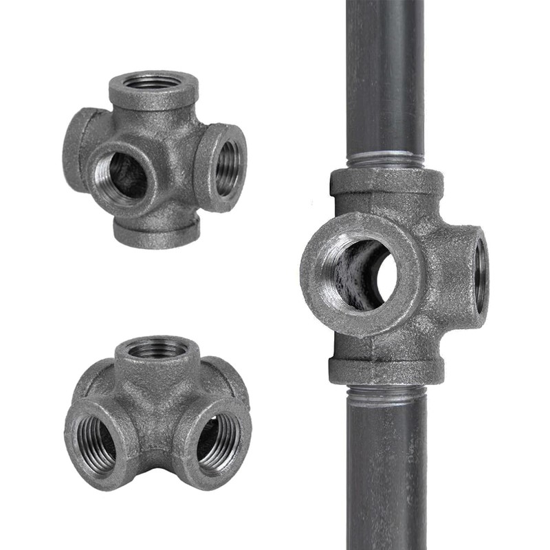 AGUTEA Black 5-way Side Exit Cross,Cast Iron Pipe Fitting Cast