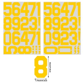 3 Inch 3sets 1-10 Number Iron On Heat Transfer Fabric Vinyl DIY for Sport Jerseys T Shirts Clothes Slogan Printing Crafts Decoration (3IN Number - Yellow)