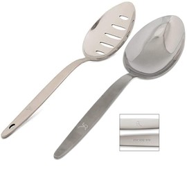 Gray Kunz Spoon | Kunz Spoon Set | 18/10 Stainless Steel Plating Spoon | 9 Inch Basting Spoon | Quenelle Chef Spoon |Cooking Utensils Spoon | Dinner Serving Spoon | Pack of 2