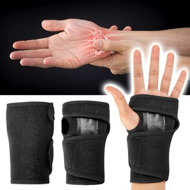 suoundey Wrist Brace for Carpal Tunnel, Adjustable Wrist Support Brace with Wrist Splint for Wrist Pain, Sprain, Sports Injuries, Joint Instability (Left Hand)