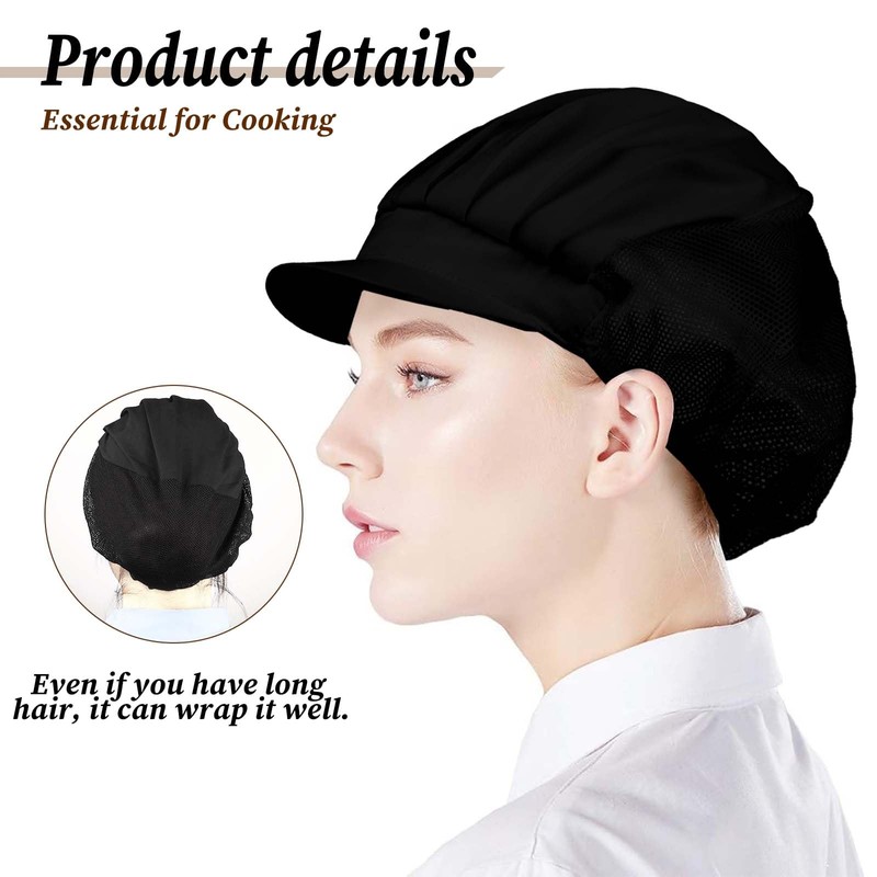 TIEOME Pack of 2 Unisex Elastic Cooking Hat Mesh Breathable