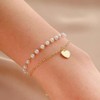 Gold Layered Pearl Heart Bracelet for Women,Dainty Charming Bohemian Beaded