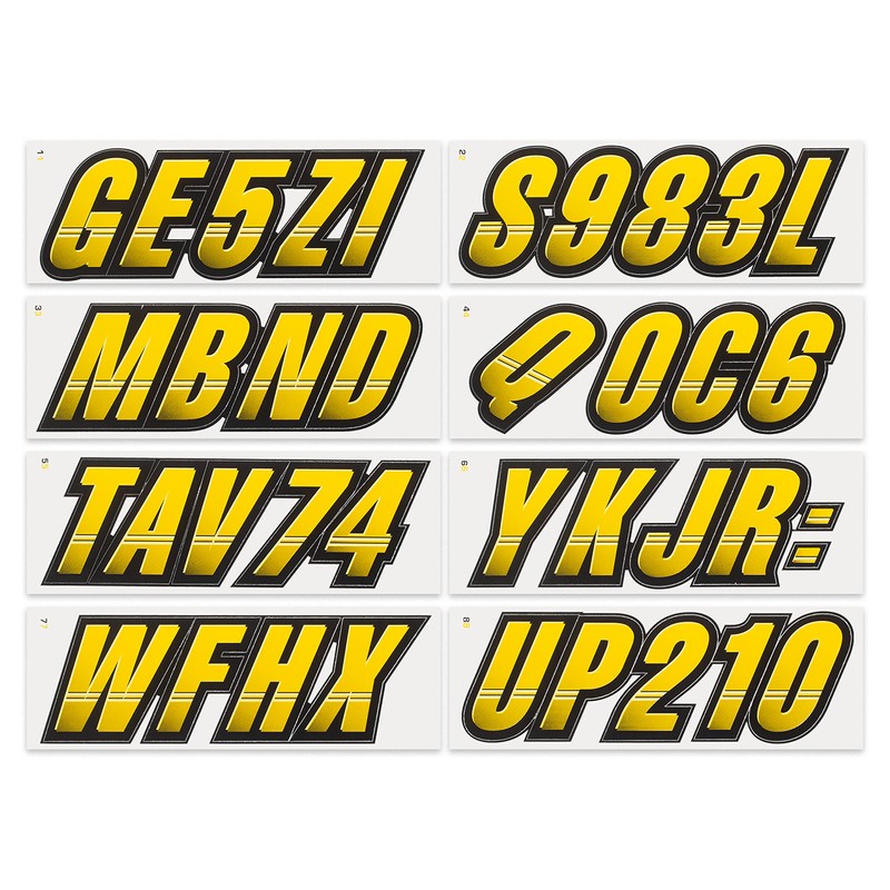STIFFIE Techtron Yellow/Black 3" Boat & PWC Registration Decals •