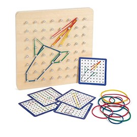 small foot 11977 Wooden Geoboard Educational Game from 3 Years with Elastic Straps and 23 Design Templates