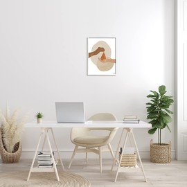 Stupell Industries Abstract Pear Offering Reaching Hands Earth Tones, Designed by Birch&Ink White Framed Wall Art, 16 x 20