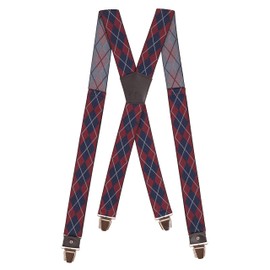 Pierrot Men's Braces Wide and Vintage Premium - Made in Germany / France - Reinforced Elastic Band & Leather Fittings with Extra Strong Metal Clips - Adjustable Length up to 130 cm, chequered red