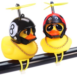 wonuu Adornos de goma para coche, 2 unidades, diseño de pato amarillo, para salpicadero, con casco de hélice