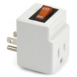 New! 3 Prong Grounded Single Port Power Adapter for Outlet with Orange Indicator On/Off Switch to be Energy Saving (1 Pack)