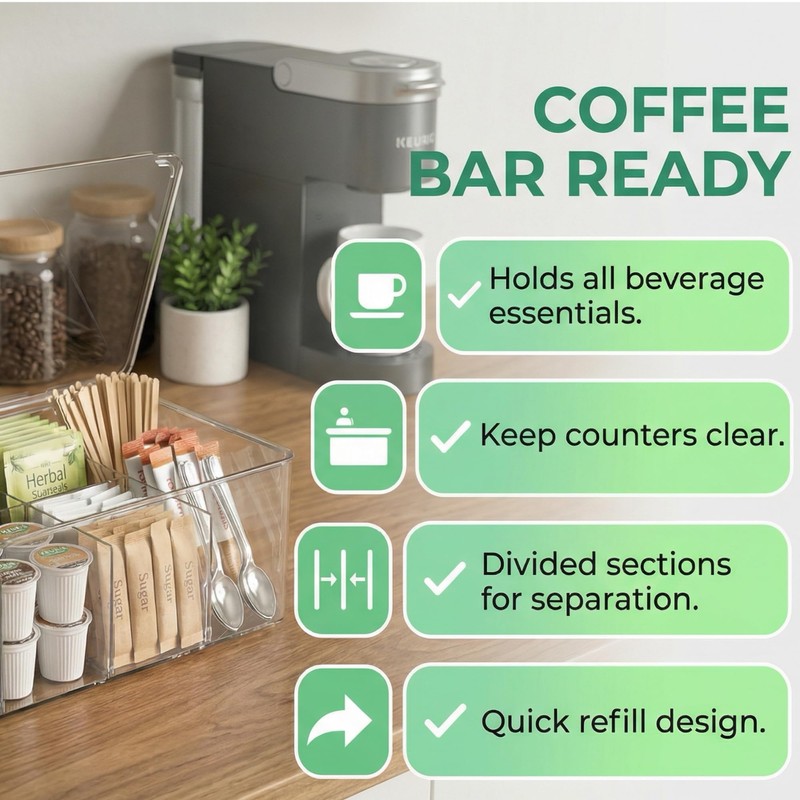 Tea Bag Organizer - Clear Acrylic Tea Storage Box with