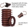 20 Pack Wooden Drapery Curtain Rod Rings with Clips 3