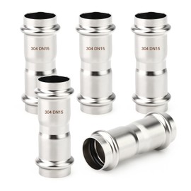 TAISHER 10PCS 304 Stainless Steel Press Fittings,1/2" Press Slip Coupling,No Pipe Tube Stop Couplings,Propress Pressure Fitting,Residential,Commercial Plumbing