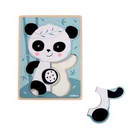 Eichhorn - Puzzle with Panda Motif, Contour Puzzle Made of 6 Pieces, 15 x 20 cm, Made of Wood, from 1 Year