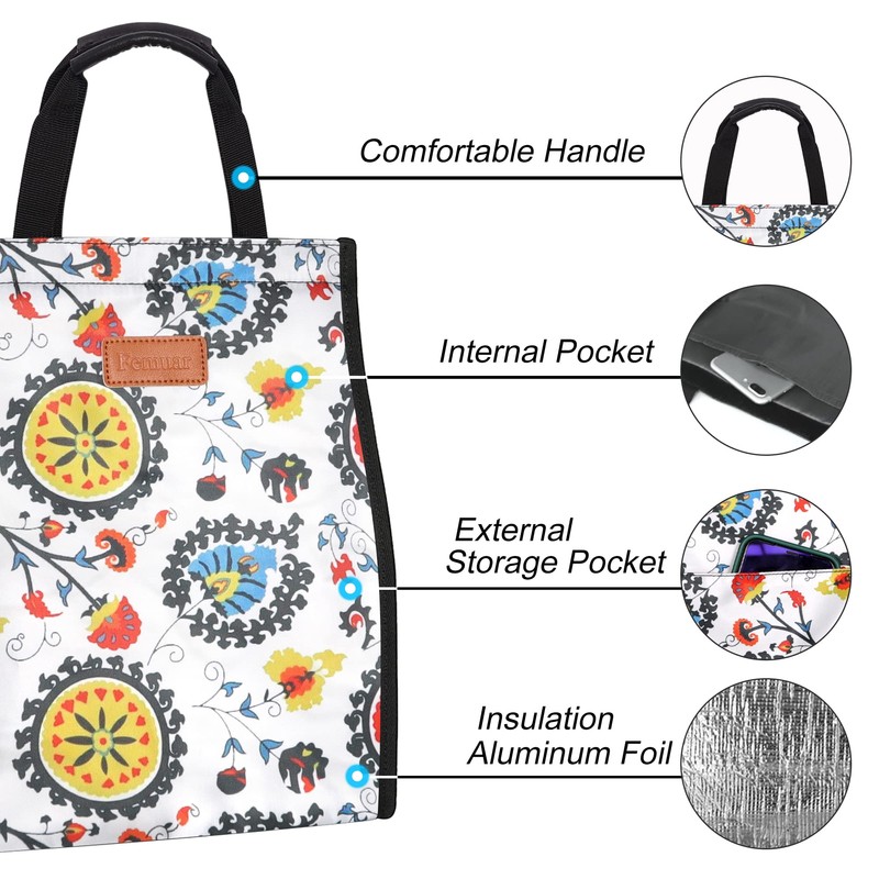 Lunch Bags for Women Insulated Reusable Lunch Tote with Internal