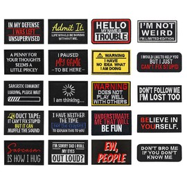 Bundle 20 PCS Funny Sayings Patches Set, Tactical Morale Fun Biker Emblem Embroidery Hook and Loop Applique Badge for Clothes Jackets Backpack Hat Vest Uniforms Armband Collect Etc.