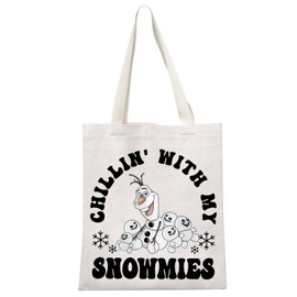 JTOUK Cute Olaf Chillin With My Snowmies Canvas Tote Bag for Fandom Girls (Snowmies Tote EU)