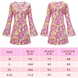 JONRRYIN Hippie Costume Women's Set, 60s 70s Dress Hippie Clothing Women Girls Disco Dresses with Sequins, Fashion Abba Outfit with 60s Costume Accessories, Clothing Women for Carnival Party (M)