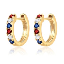 Elaximn Tiny Patriotic Gold Huggie Earrings for Women