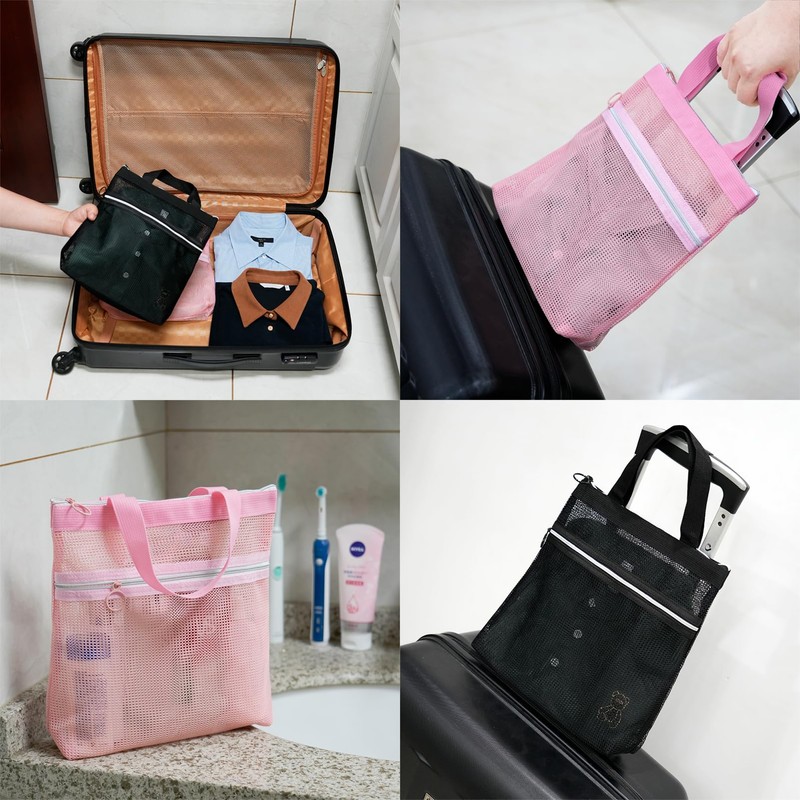 TOPASION Mesh Shower Caddy Bag Portable Small Hanging Toiletry Tote